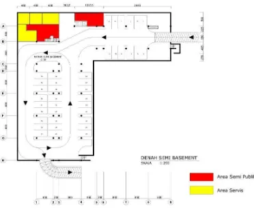 Gambar 3.1 Zoning Semi Basement Museum Batik Tulis Jawa Barat 