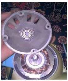 Gambar 3.17 (a) Rotor motor penggerak blower (b) Poros baru turbin. 
