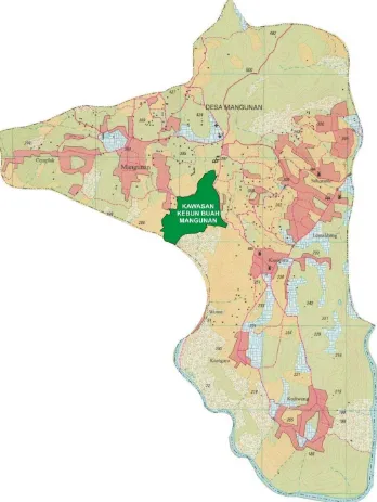 Gambar 2. Peta Desa Mangunan Kecamatan Dlingo Sumber : Badan Koordinasi Survey dan Pemetaan Nasional (BAKOSURTANAL), 1999