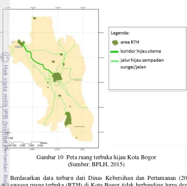 Gambar 10  Peta ruang terbuka hijau Kota Bogor  