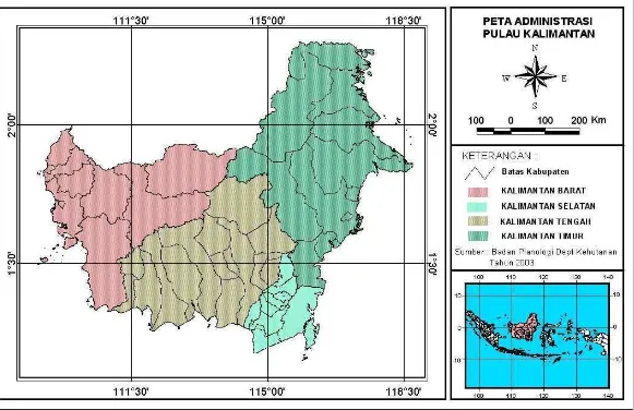Gambar 6. Peta Wilayah Administrasi Pemerintahan Pulau Kalimantan
