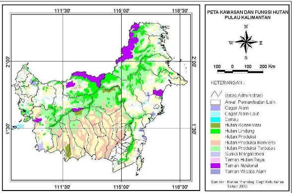 Gambar 7. Peta Fungsi Hutan Pulau Kalimantan