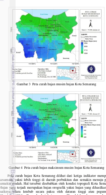 Gambar 3  Peta curah hujan musim hujan Kota Semarang 