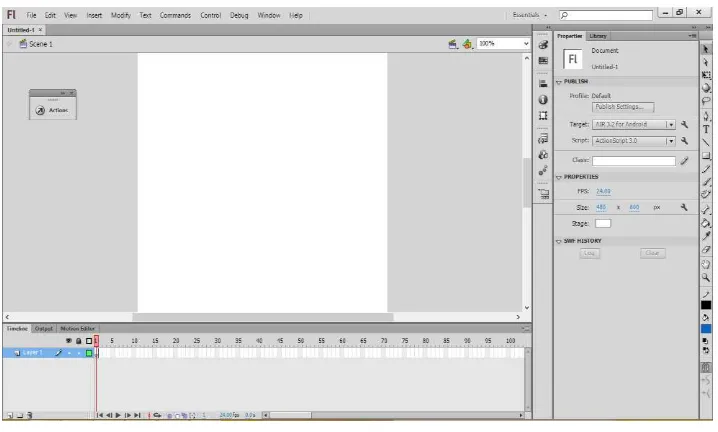 Gambar II.3 Halaman Utama Adobe Flash CS 6  