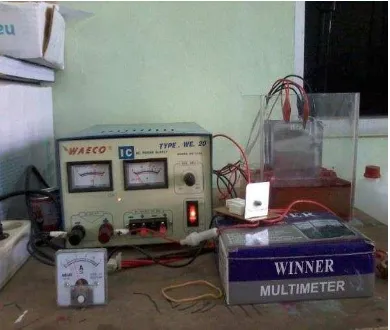 Gambar 2 menunjukkan alat dari elektrokoagulasi :  