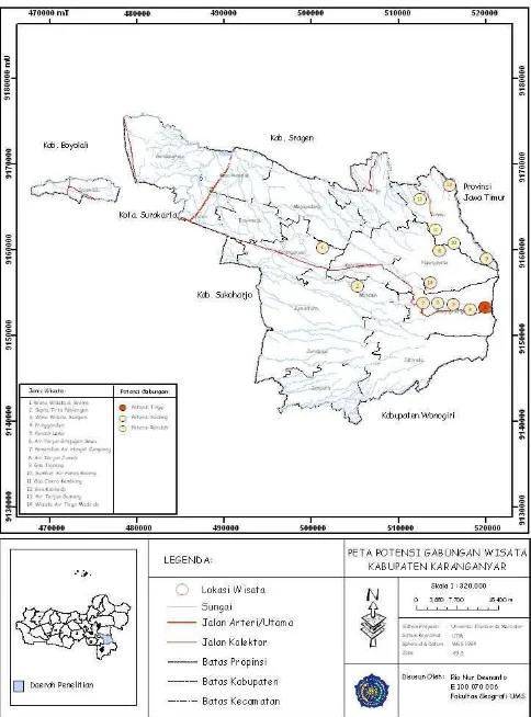 Gambar 2. Peta Potensi Gabungan Objek Wisata Alam Kabupaten Karanganyar 
