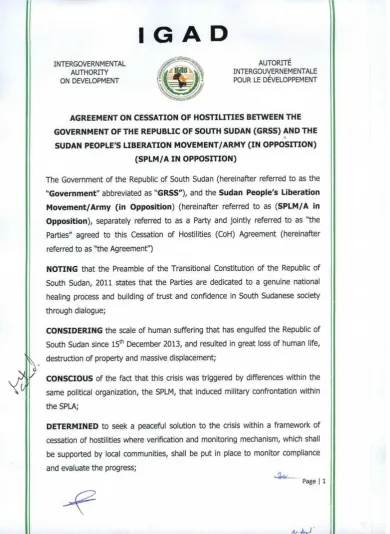 Gambar 1.5 Agreement Cessation of Hostilities (COH) 