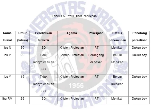 Tabel 4.5. Profil Riset Partisipan 