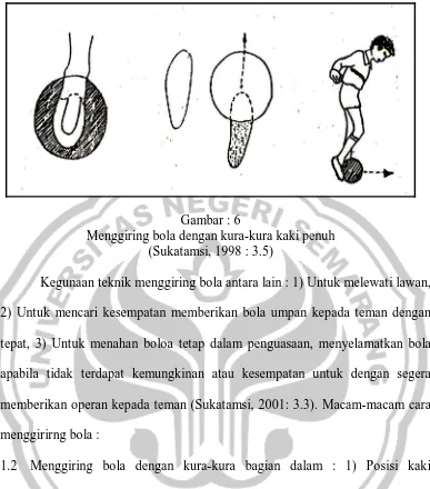 Gambar : 6 Menggiring bola dengan kura-kura kaki penuh 