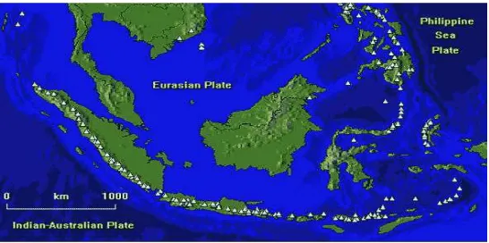 Gambar 1. Peta Daerah Rawan Bencana Gunung Berapi (Sumber: BAKORNAS PBP) 