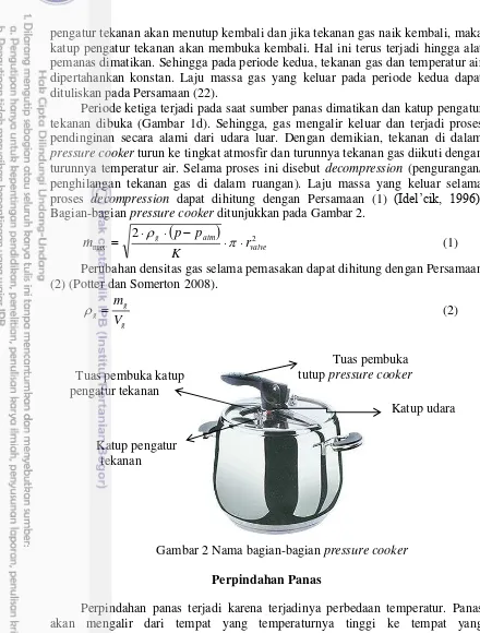 Gambar 2 Nama bagian-bagian pressure cooker 