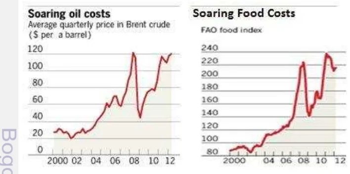 Figure 1.1  Prices of Oil and Food Commodities, 2000-2012 