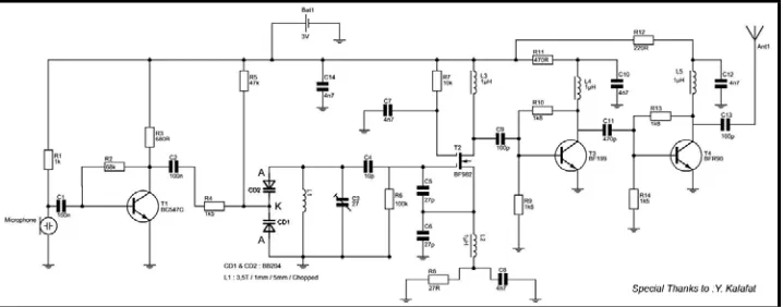 Figure 2.2: FM circuit with 3V transmitter by BF982 