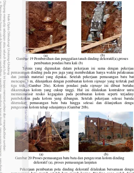 Gambar 19 Pembersihan dan penggalian tanah dinding dekoratif(a),proses  