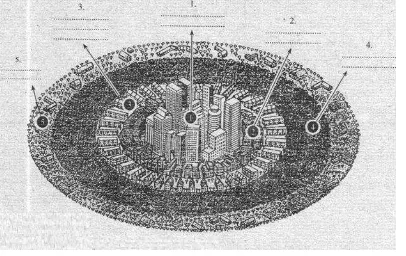 Gambar Kota Model Konsentris (E.W. Burgess). 