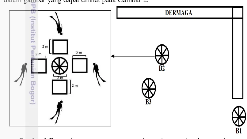 Gambar 2 Ilustrasi area pengamatan metode stationary visual sensus dan 