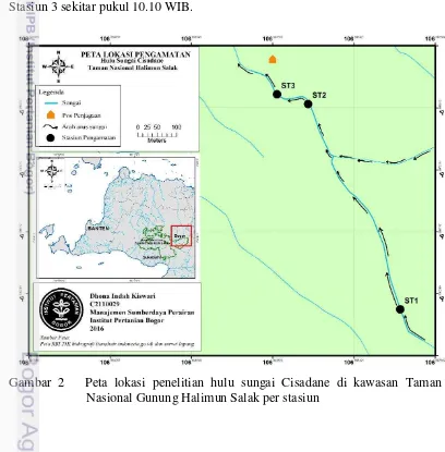 Gambar 2   Peta lokasi penelitian hulu sungai Cisadane di kawasan Taman    