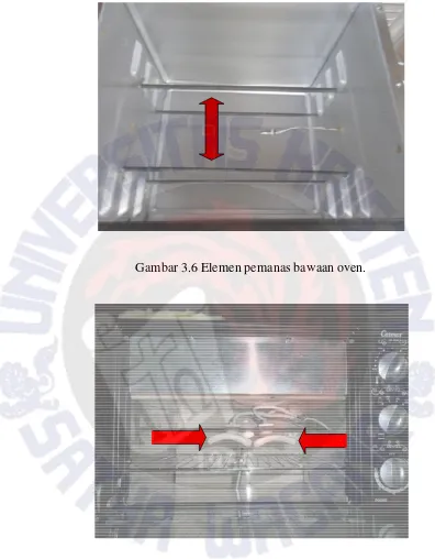 Gambar 3.6 Elemen pemanas bawaan oven. 