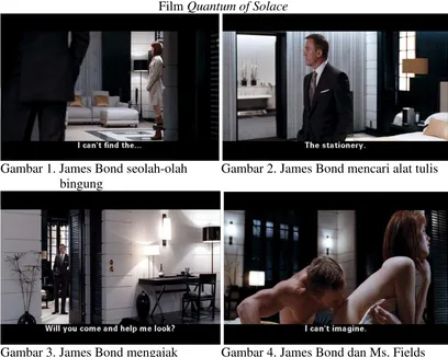 Gambar 1. James Bond seolah-olah        Gambar 2. James Bond mencari alat tulis 