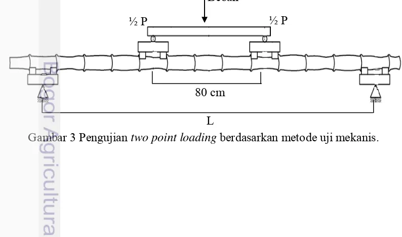 Gambar 3 Pengujian two point loading berdasarkan metode uji mekanis. 