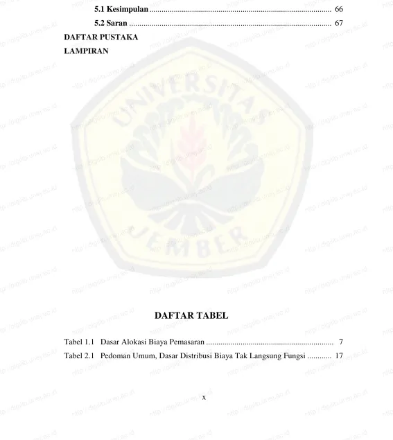 Tabel 1.1  Dasar Alokasi Biaya Pemasaran ..............................................................