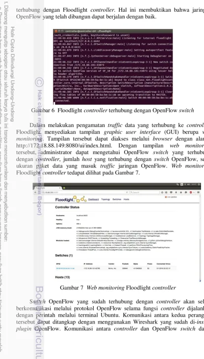 Gambar 6  Floodlight controller terhubung dengan OpenFlow switch 