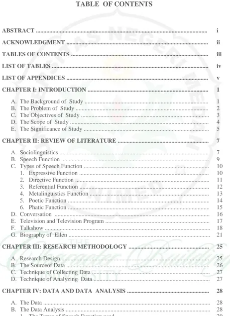TABLE  OF CONTENTS 