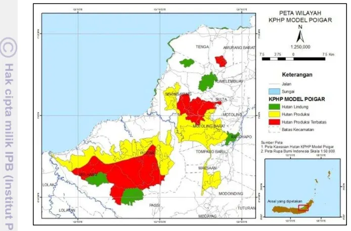 Gambar 1 Kawasan hutan KPHP Poigar Provinsi Sulawesi Utara 