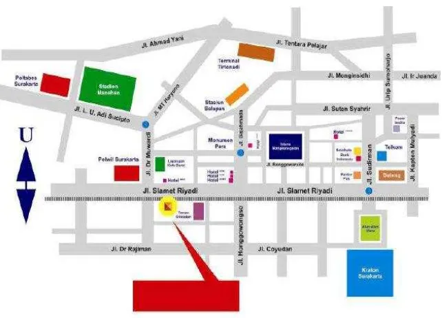 Gambar 3.1Denah lokasi Solo Grand Mall (sumber : Google maps) 