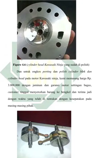 Figure 4.6 (cylinder head Kawasaki Ninja yang sudah di polish) 