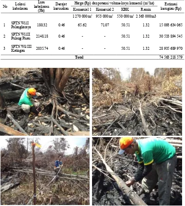 Tabel 8 Estimasi nilai kerugian kayu potensial akibat kebakaran hutan di TNS tahun 2014