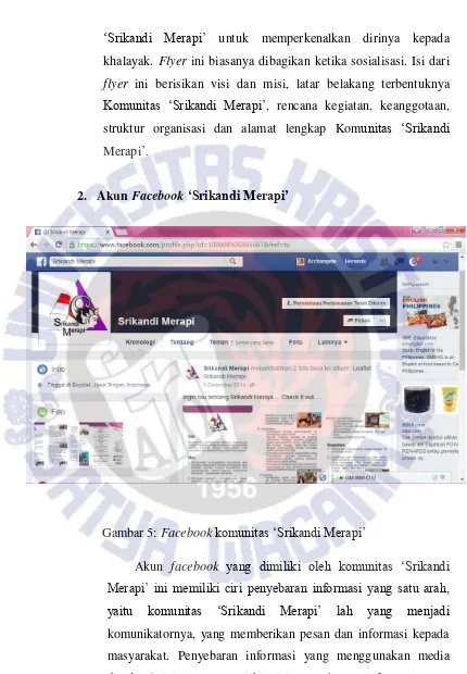 Gambar 5: Facebook komunitas ‗Srikandi Merapi‘ 