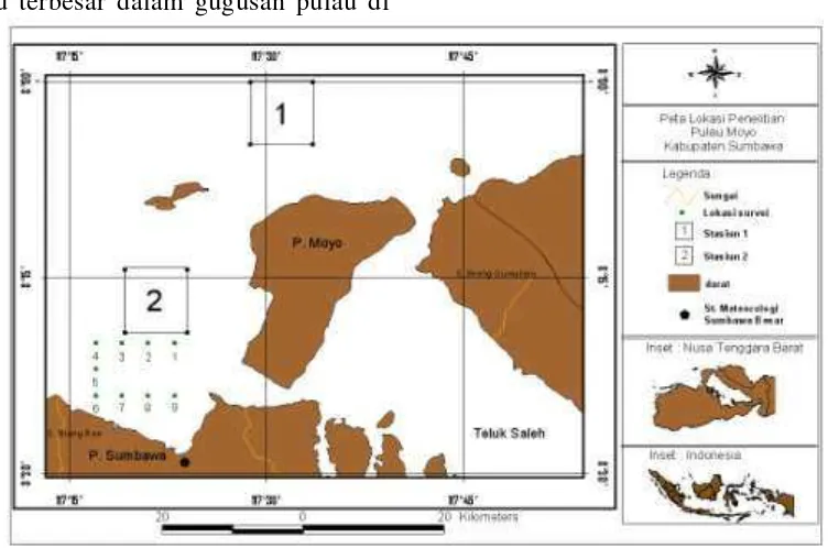 Gambar 1. Lokasi penelitian. Kotak 1 dan 2 merupakan lokasi pengambilan data  klorofil-a dari data satelit