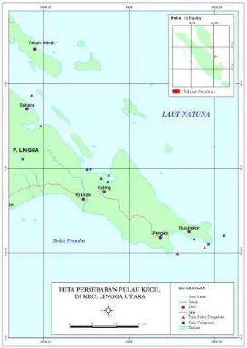 Gambar 4. Peta Pulau-pulau di Sekitar Kecamatan Lingga Utara Kab. Lingga Provinsi   Kepulauan Riau (Hasil Survei) 