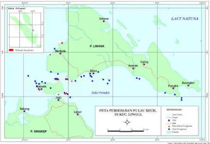 Gambar 5. Peta Pulau-pulau di Sekitar Kecamatan Lingga Kabupaten Lingga Provinsi  Kepulauan Riau (Hasil Survei) 