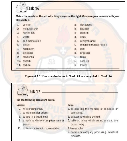 Figure 4.2.2 New vocabularies in Task 15 are recycled in Task 16 