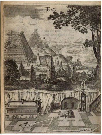 Fig. 1 Balatri’s engraving of Giza and Saqqara, based on the description of Burattini