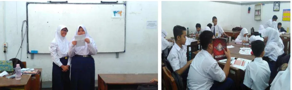 Gambar 1 Praktikan tanya jawab dengan siswa              Gambar 2 Peresmian Mozaik Sekolah 