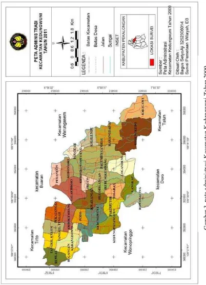 Gambar 3. peta administrasi Kecamatan Kedungwuni Tahun 2009 