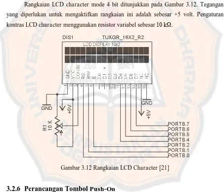 Gambar 3.12 Rangkaian LCD Character [21] 