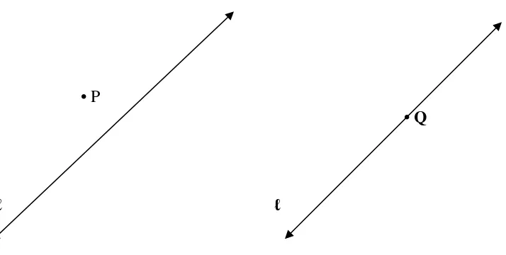 gambar di atas titik Q pada garis ℓ yang memisahkan titik-titik pada ℓ menjadi tiga 