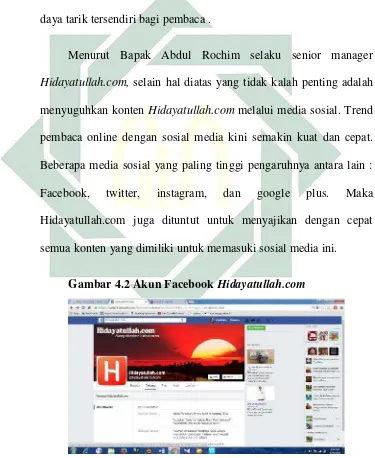 Gambar 4.2 Akun Facebook Hidayatullah.com