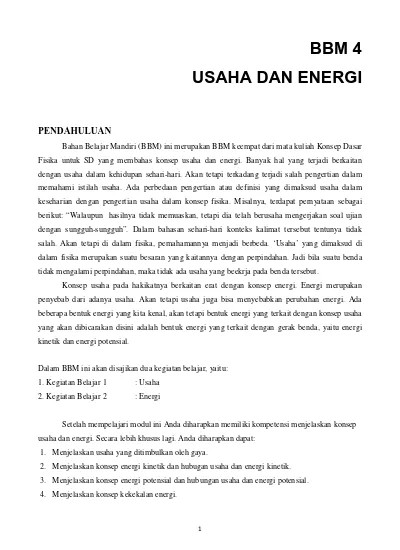 BBM 4 (Usaha Dan Energi) KD Fisika