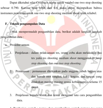 Tabel 3.9. Hasil One-two stop shooting medium shoot 
