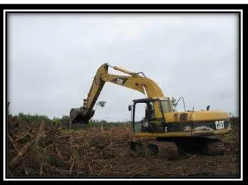 Gambar 1.  Proses stacking menggunakan excavator 