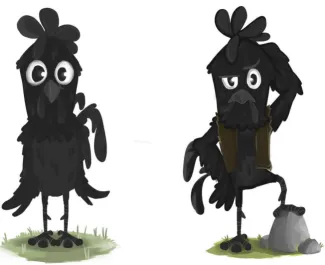 Gambar III.10 Studi Karakter Ekspresi Ayam Cemani 