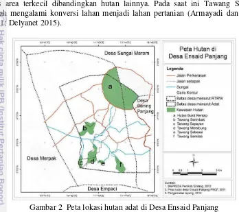 Gambar 2  Peta lokasi hutan adat di Desa Ensaid Panjang  
