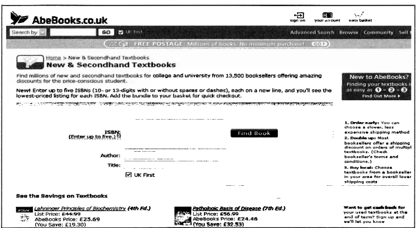Figure 2.1 : Main page for AbeBookcom 