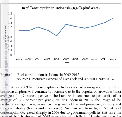 Figure 5     Beef consumption in Indonesia 2002-2012 