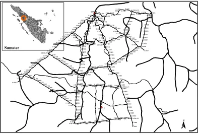 Gambar 3. Peta jalur areal penelitian di Kawasan Hutan Batang Toru 